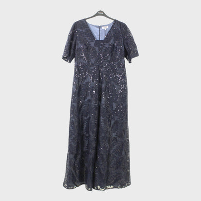Women's Long Dress with Sequin Detail Navy Size 16
