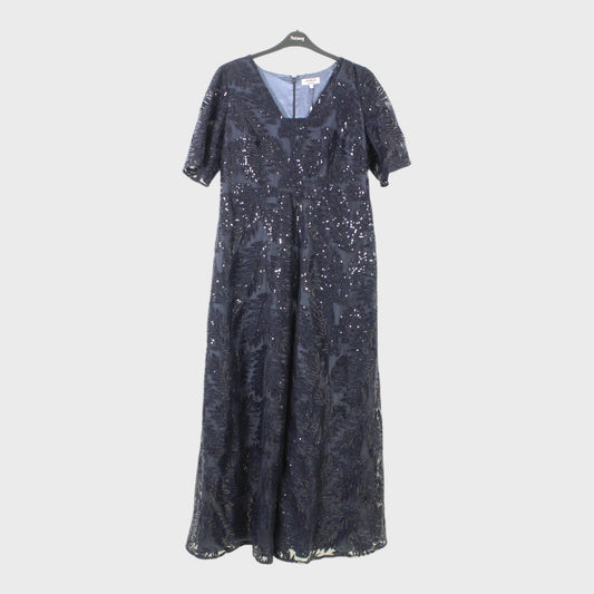 Women's Long Dress with Sequin Detail Navy Size 16