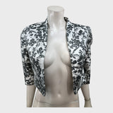 Jacques Vert White/Grey floral Jacket - Size 8