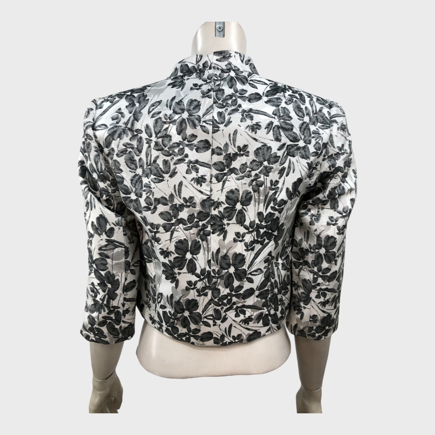 Jacques Vert White/Grey floral Jacket - Size 8