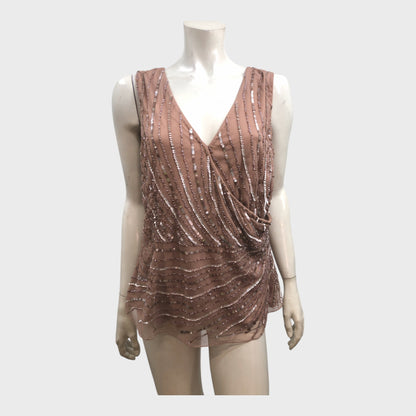 Jacques Vert Brown Crossover Top - Size 20