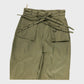 Branded Kaki Eyelet Belted Trousers - Size 12