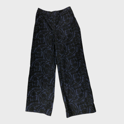 Branded Navy Broderie Relaxed Trousers - Size 12