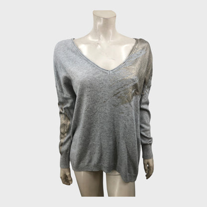 Branded Grey Foil Star Jumper - Size 12