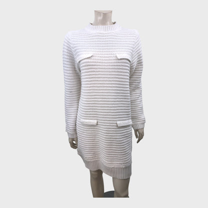 Branded Cream Knit Tunic Dress - Size 12