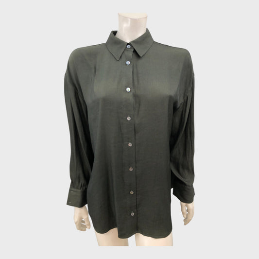 Branded Dark Green Oversize Shirt - Size 12