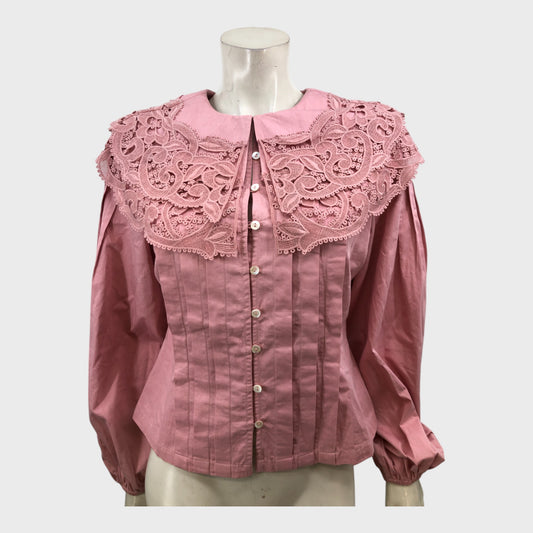 Branded Pink Statement Collar Blouse - Size 12