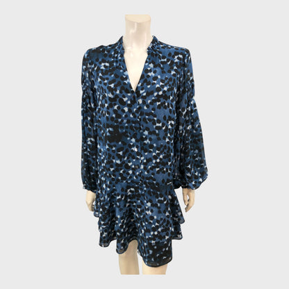 Branded Navy Print Mini Dress - Size 12