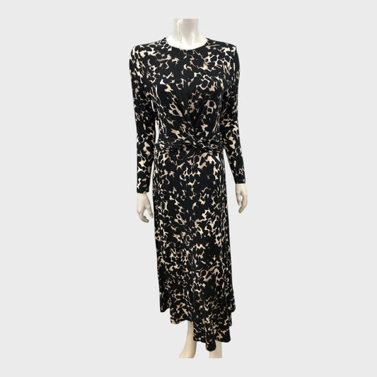 Branded Black Print Dress - Size 12