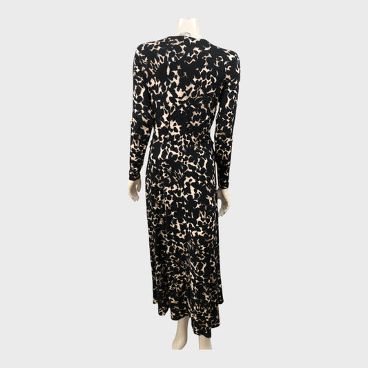 Branded Black Print Dress - Size 12