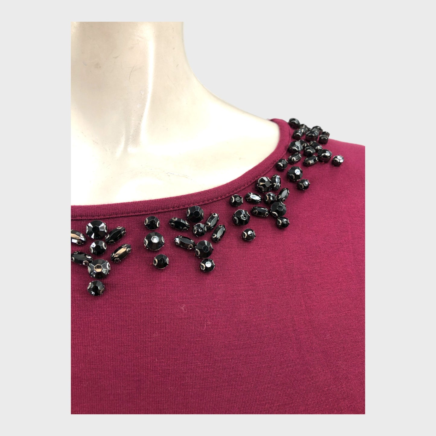 Precis Petite Deep Red Embellished Top - Size 8