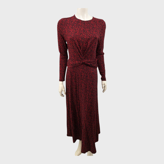 Branded Black/Red Print Jersey Dress - Size 12