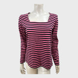 Branded Black/Pink Striped Top - Size 12