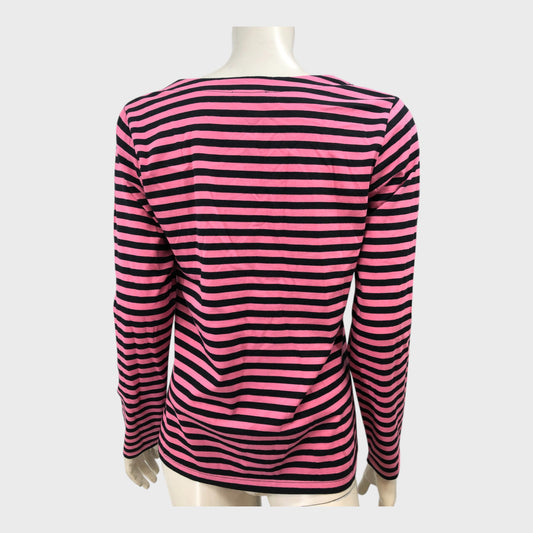 Branded Black/Pink Striped Top - Size 12