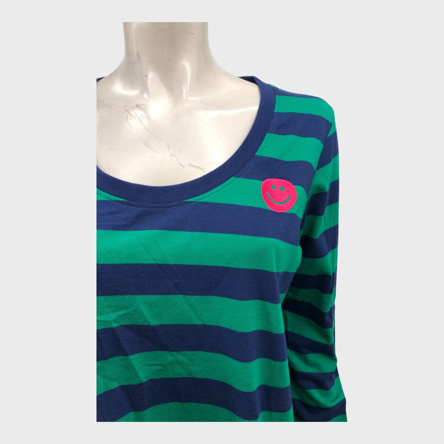 Branded Navy/Green Striped T-Shirt - Size 12