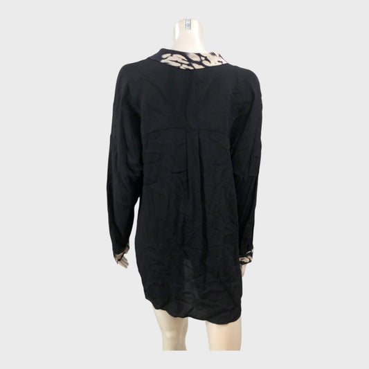 Branded Black V-Neck Blouse - Size 12