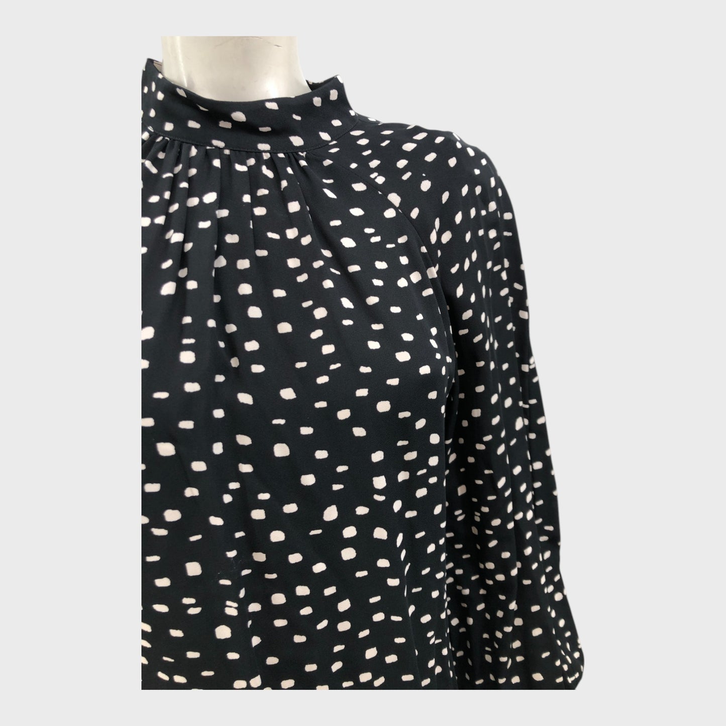 Branded Black Spot Print Mini Dress - Size 12