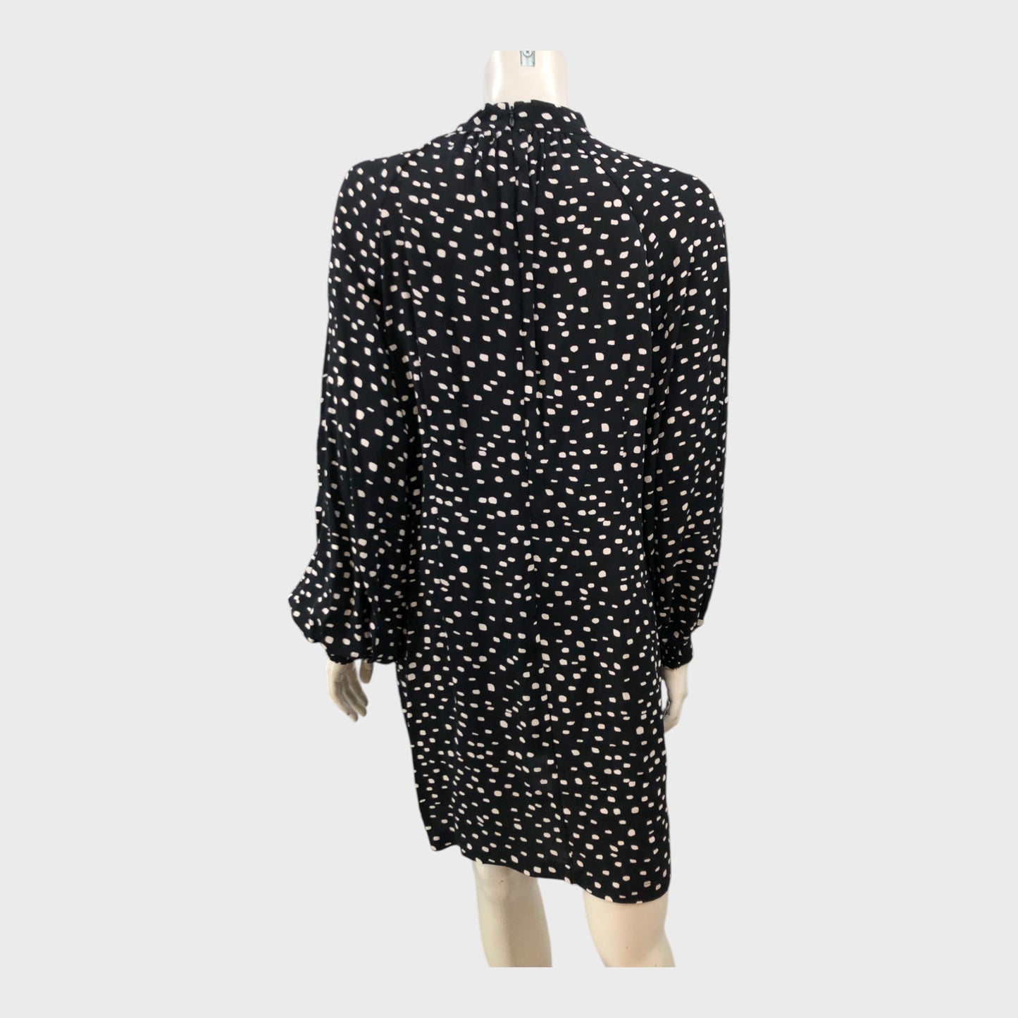 Branded Black Spot Print Mini Dress - Size 12