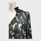 Branded Black/Green Animal Print High Neck Top - Size 12