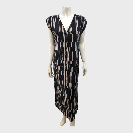 Branded Black Print Zip Jersey Dress - Size 12