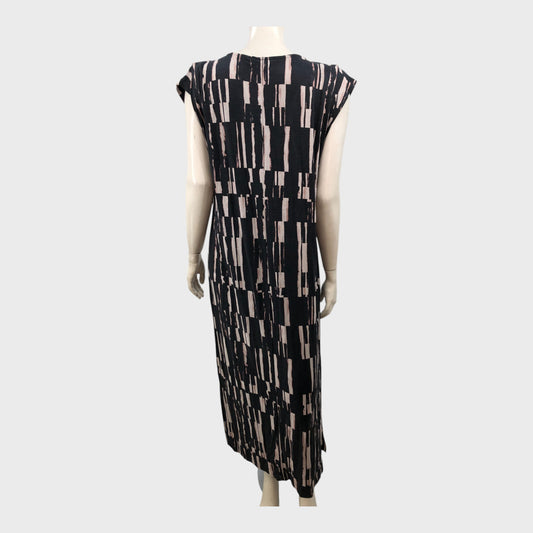 Branded Black Print Zip Jersey Dress - Size 12