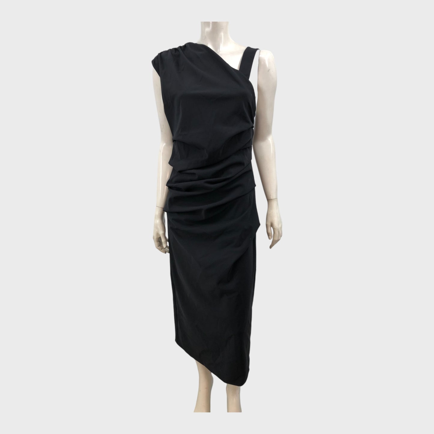 Branded Black Asymmetrical Dress - Size 12