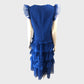Branded Blue Ethereal Tulle Shirred Maxi Dress