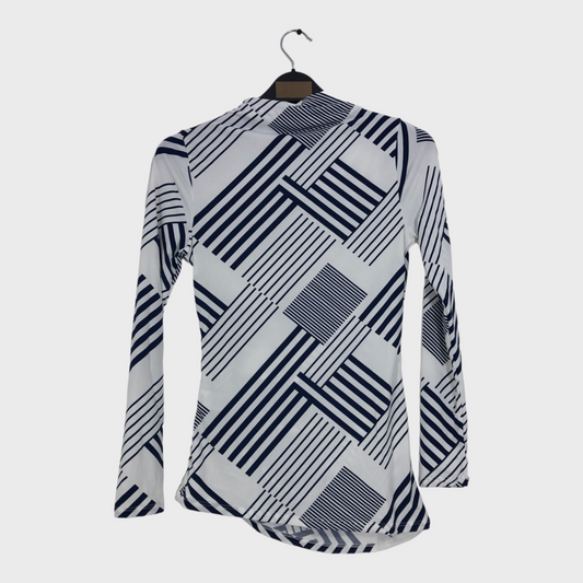 White Blue Patterned Top