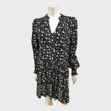 Branded Black Floral Print Mini Dress - Size 12