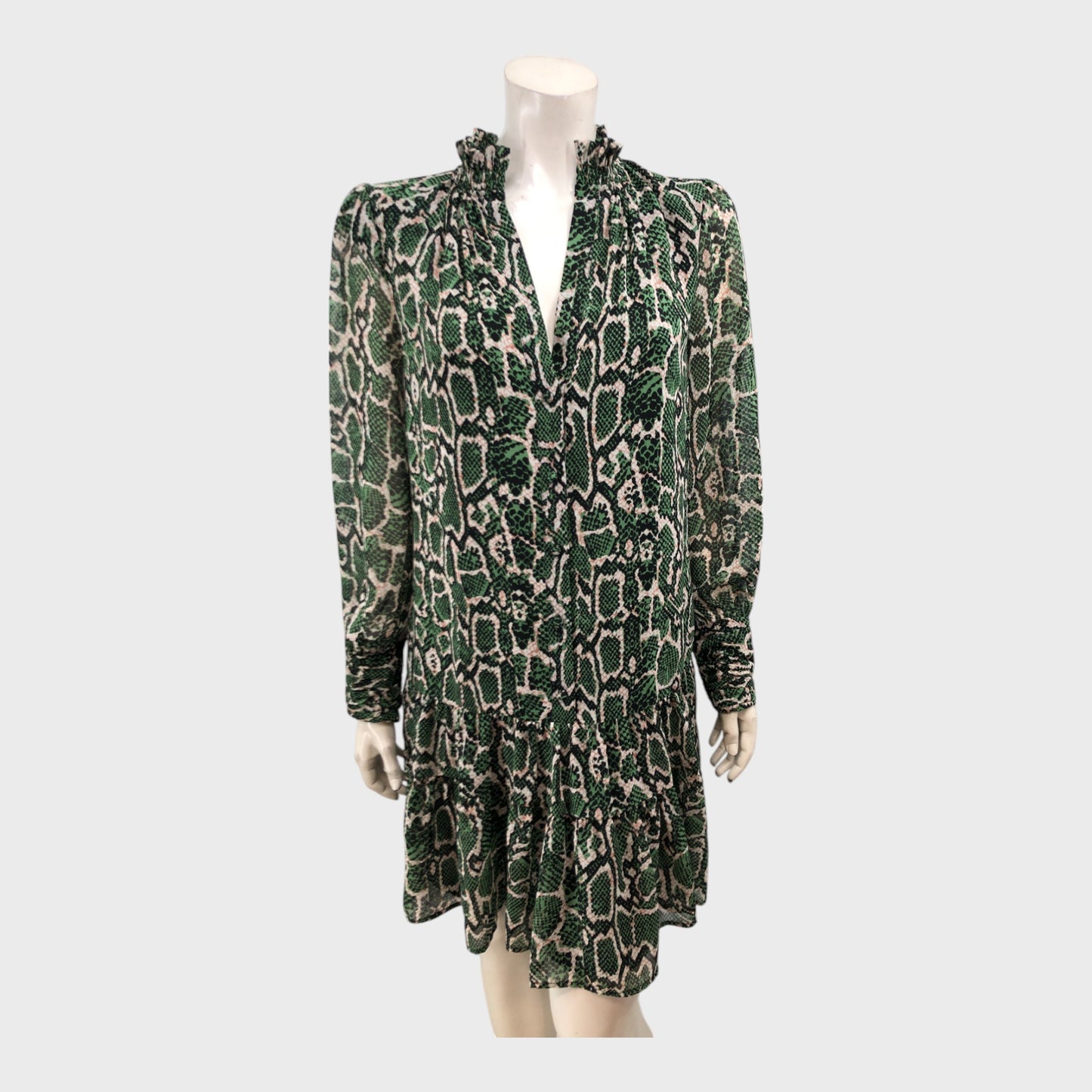 Branded Green Snake Print Dress - Size 12