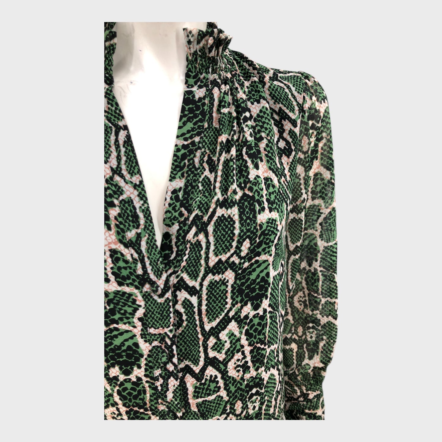 Branded Green Snake Print Dress - Size 12