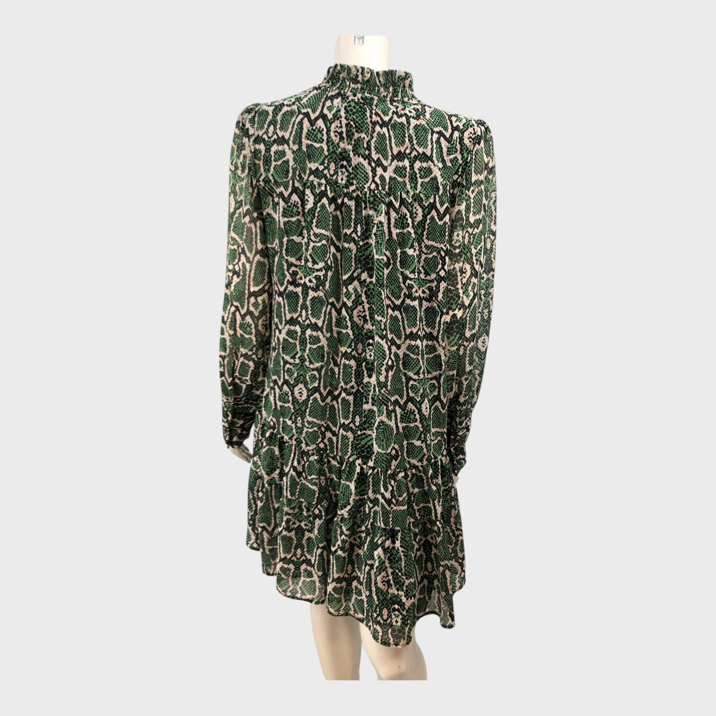 Branded Green Snake Print Dress - Size 12