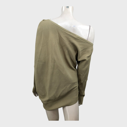 Branded Green Asymmetrical Thin Knit Jumper - Size 12