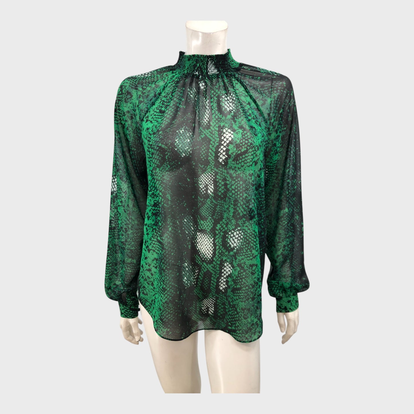 Branded Green Snake Print Top - Size 12