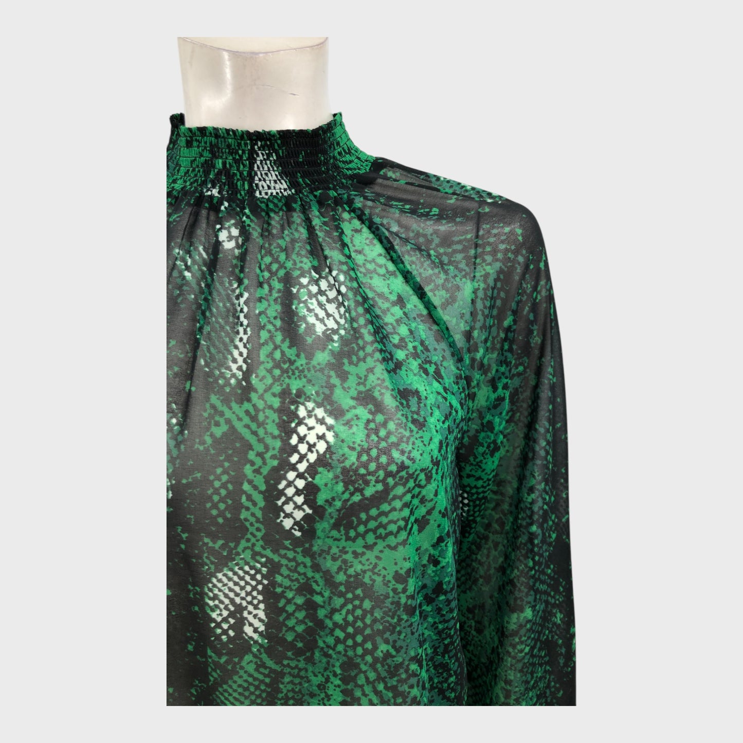 Branded Green Snake Print Top - Size 12