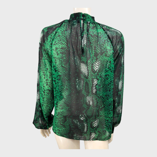 Branded Green Snake Print Top - Size 12