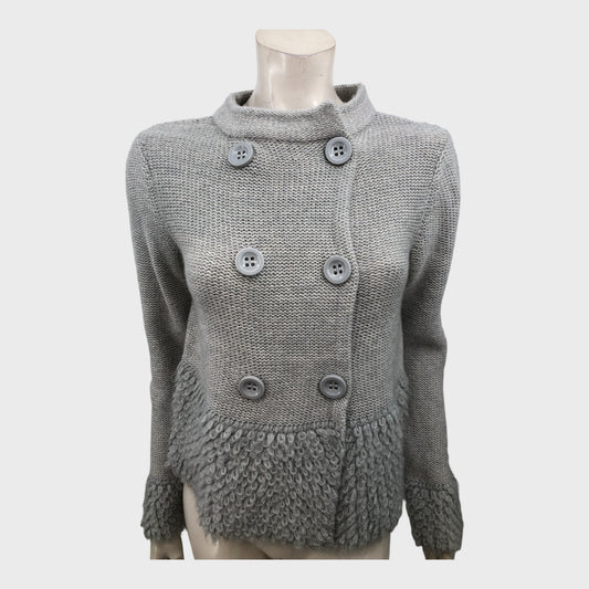 Branded Grey Knitted Cardigan - Size 12