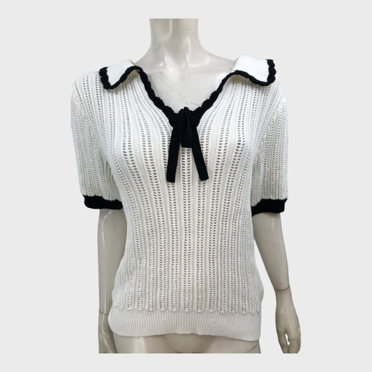 Branded White Knitted Top - Size 12