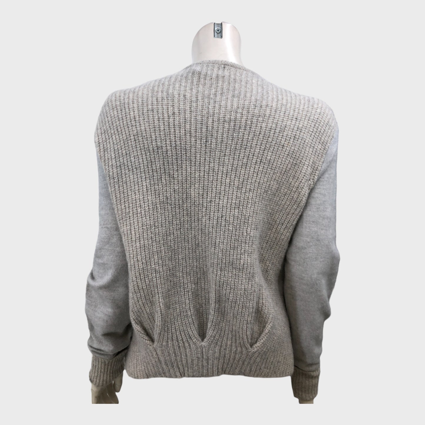 Branded Grey Contrasting Sleeves Cardigan - Size 12