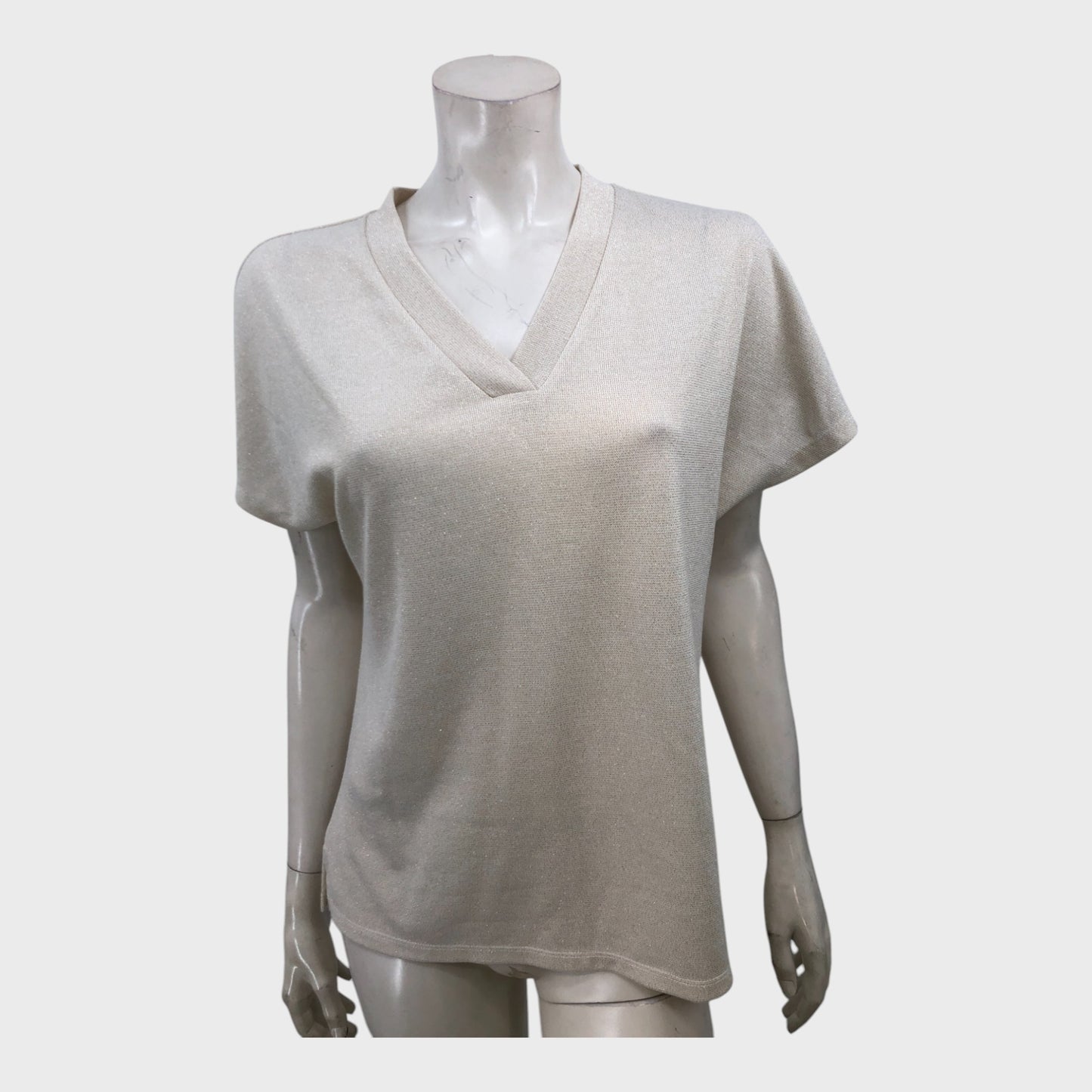 Cream/Gold V-Neck T-Shirt - Size 12