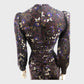 Branded Black and Purple Wild Meadow Ruched Midi Long Sleeve Dress