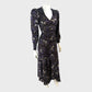 Branded Black and Purple Wild Meadow Ruched Midi Long Sleeve Dress