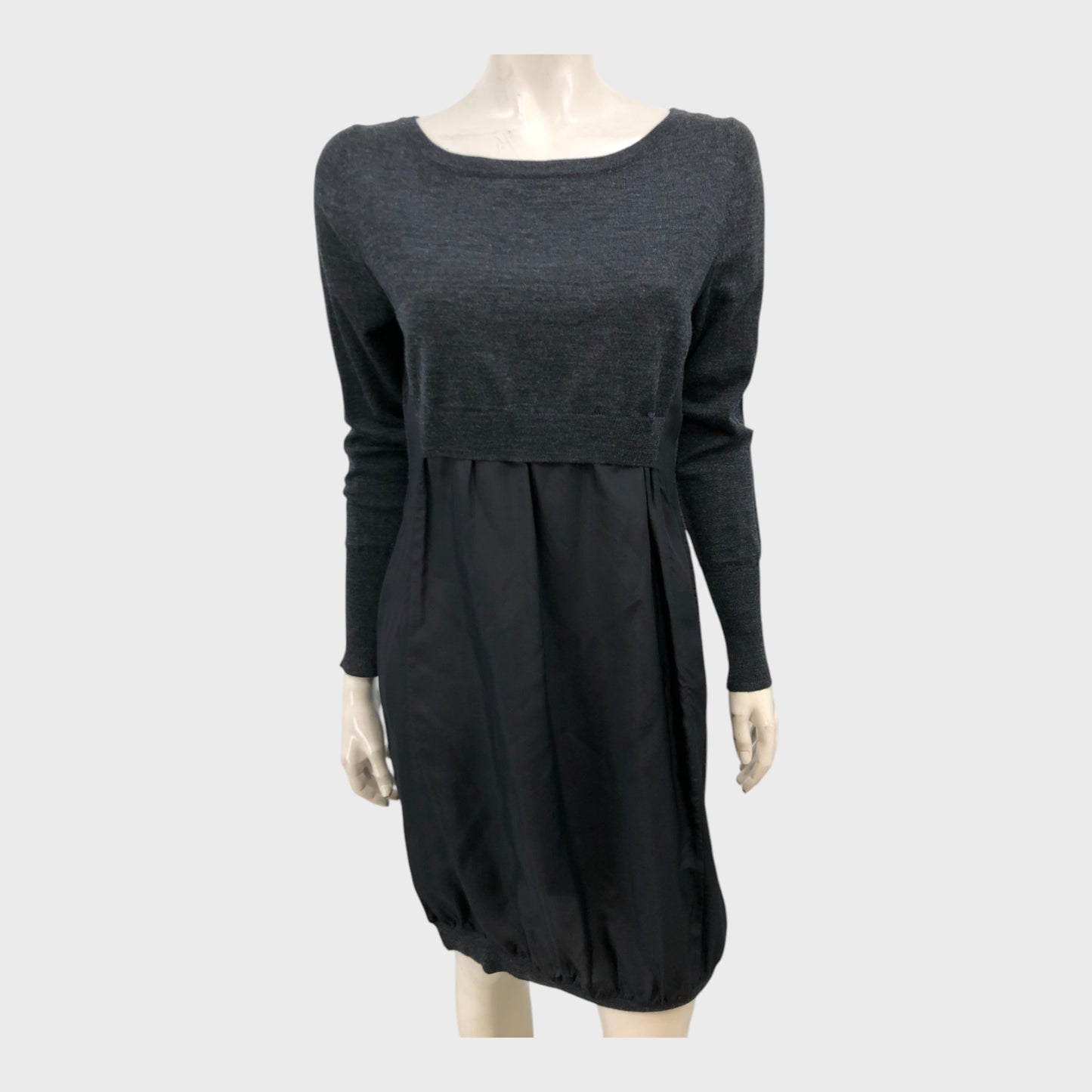 Branded Charcoal/Black Contrast Fabric Dress - Size 12