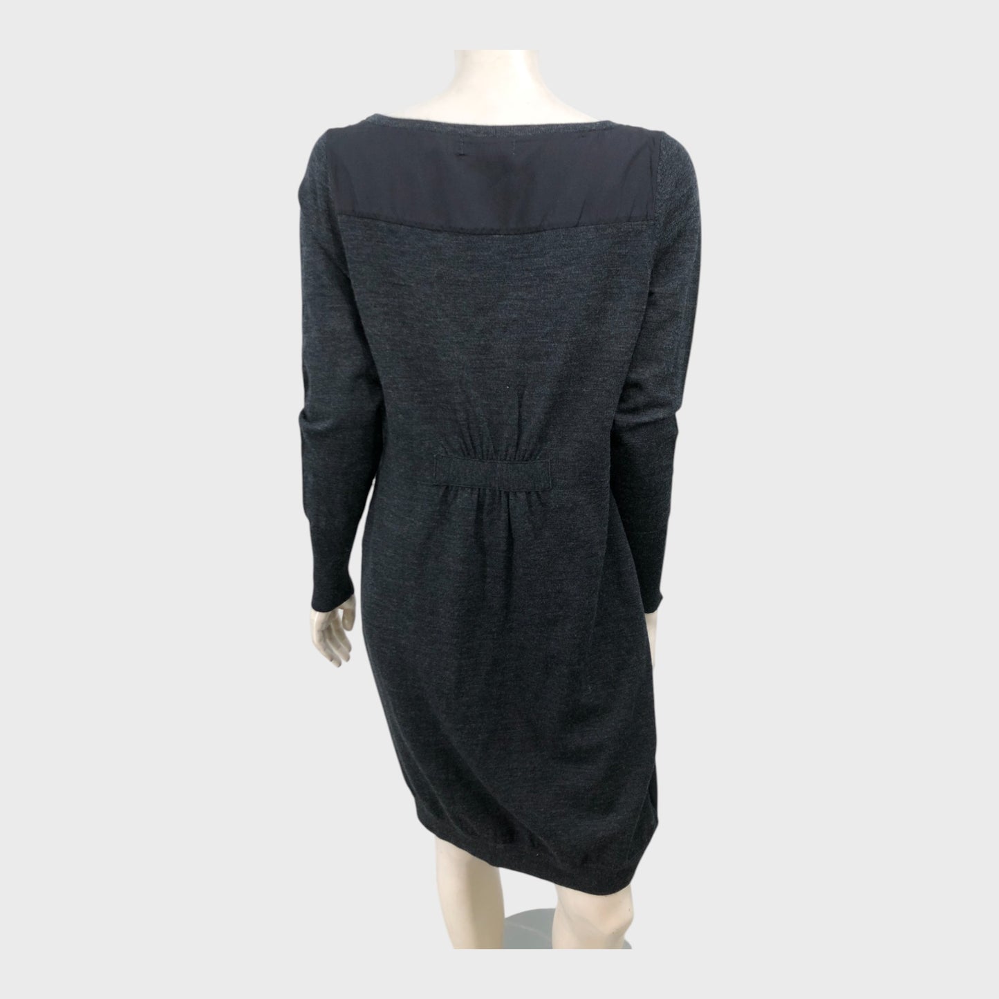 Branded Charcoal/Black Contrast Fabric Dress - Size 12