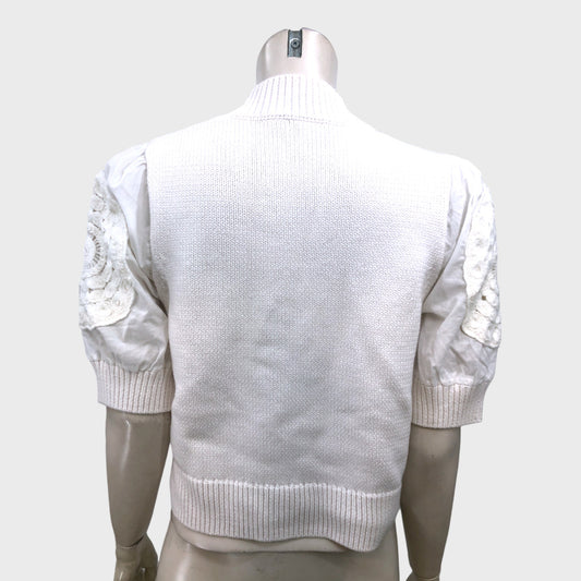 Branded Ivory Woven Sleeves Cardigan -Size 12