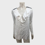 Branded Ivory Sports Trim Ruffle Top - Size 12