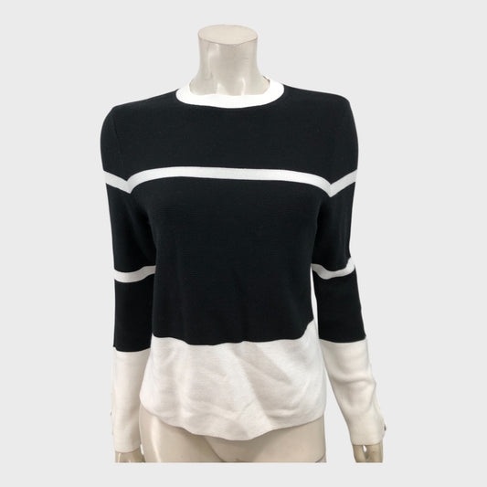 Branded Black Stripe Block Jumper - Size 12