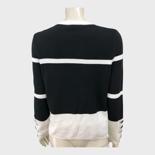 Branded Black Stripe Block Jumper - Size 12