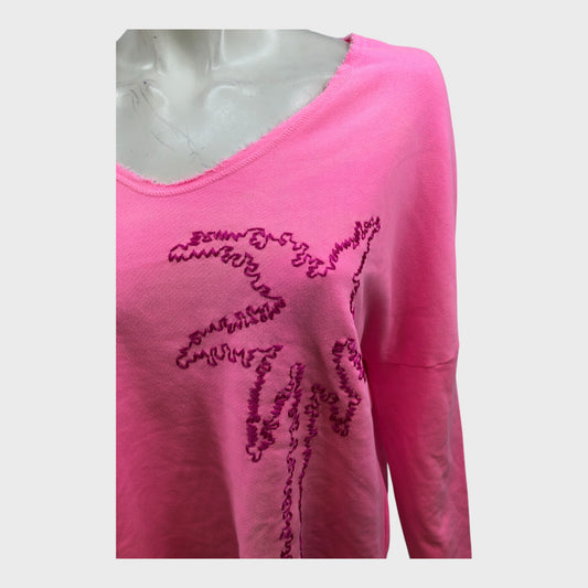 Liv Bergen Pink Palm Sweater - Size 8