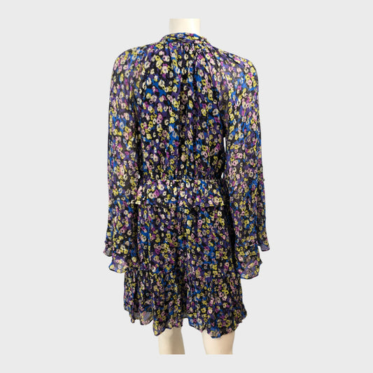 Black/Muti-Coloured Floral Dress - Size 12